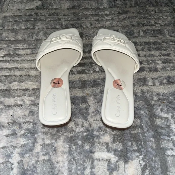 Calvin Klein Cream Slide Sandals - Picture 2 of 3